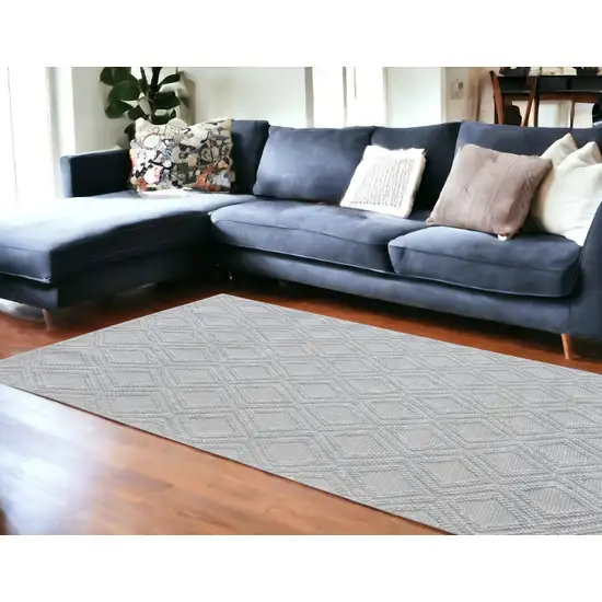 Gray Geometric Dhurrie Area Rug Photo 1