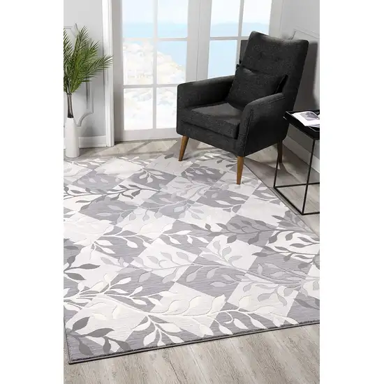 Gray Diamond and Vines Area Rug Photo 3