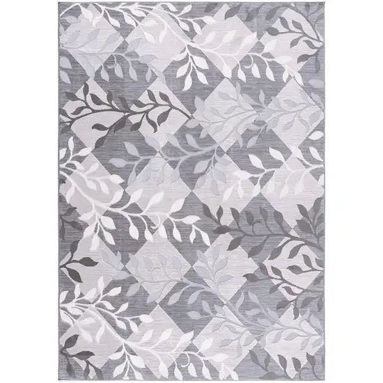 Gray Diamond and Vines Area Rug Photo 1