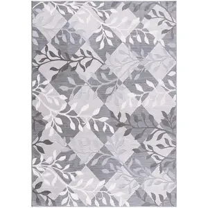 Photo of Gray Diamond and Vines Area Rug