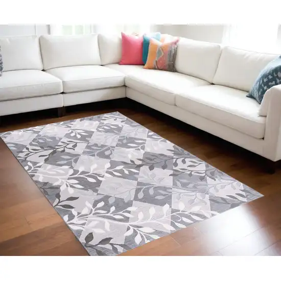 Gray Diamond And Vines Area Rug Photo 1