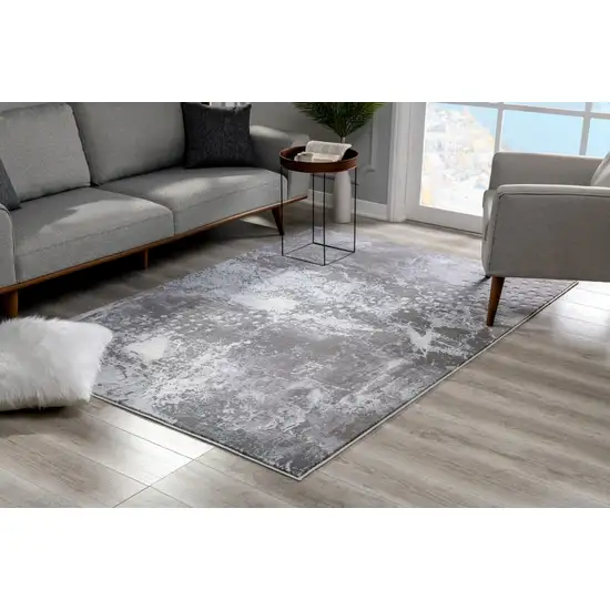 Gray Distressed Abstract Area Rug Photo 5