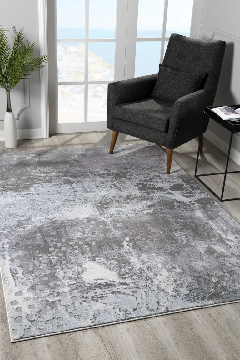 Gray Distressed Abstract Area Rug Photo 5