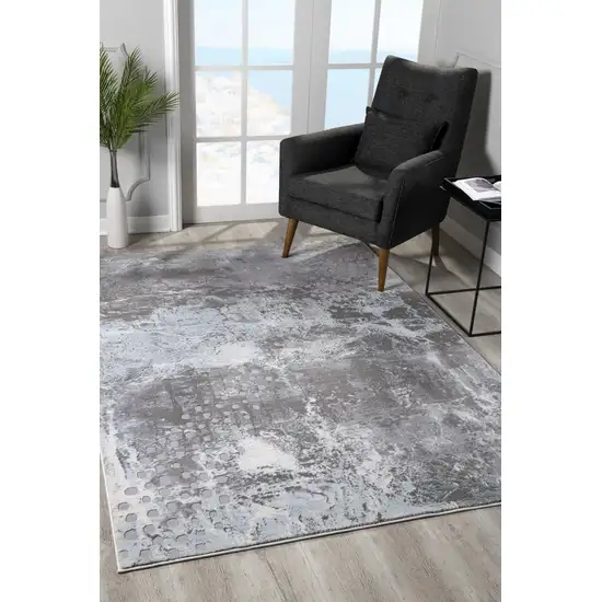 Gray Distressed Abstract Area Rug Photo 5