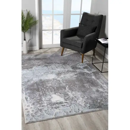 Gray Distressed Abstract Area Rug Photo 4