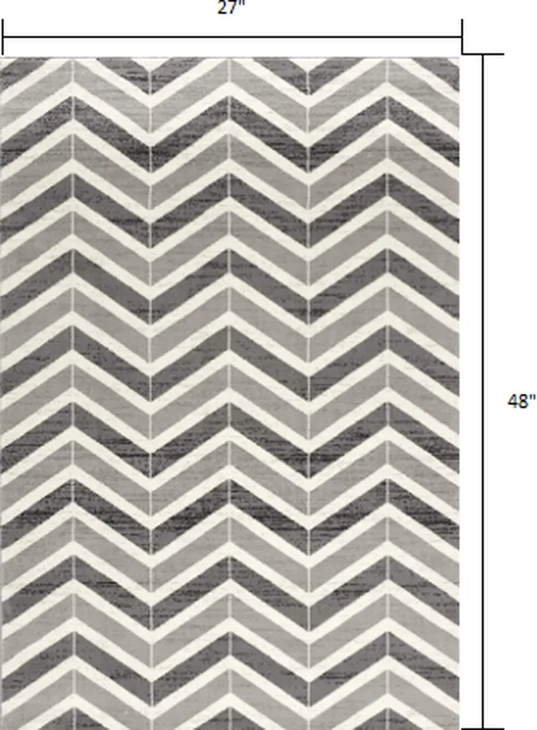 Gray Distressed Chevron Area Rug Photo 2