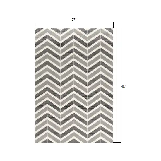 Gray Distressed Chevron Area Rug Photo 2