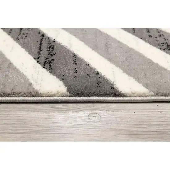 Gray Distressed Chevron Area Rug Photo 8