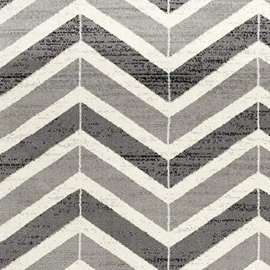 Gray Chevron Power Loom Area Rug Photo 4