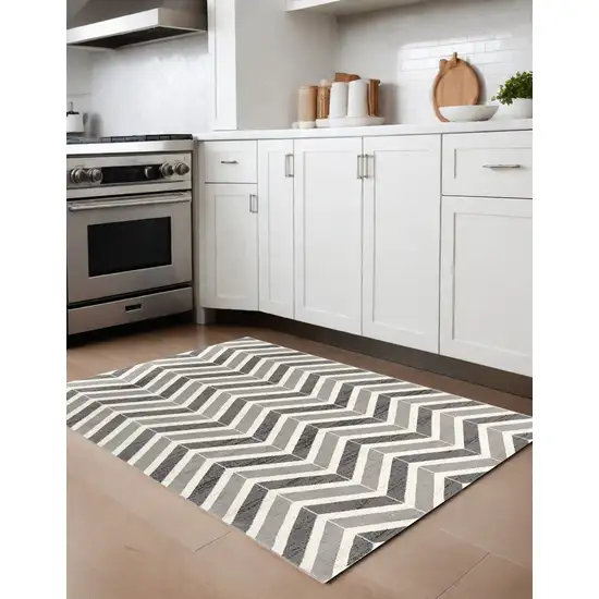 Gray Chevron Power Loom Area Rug Photo 1