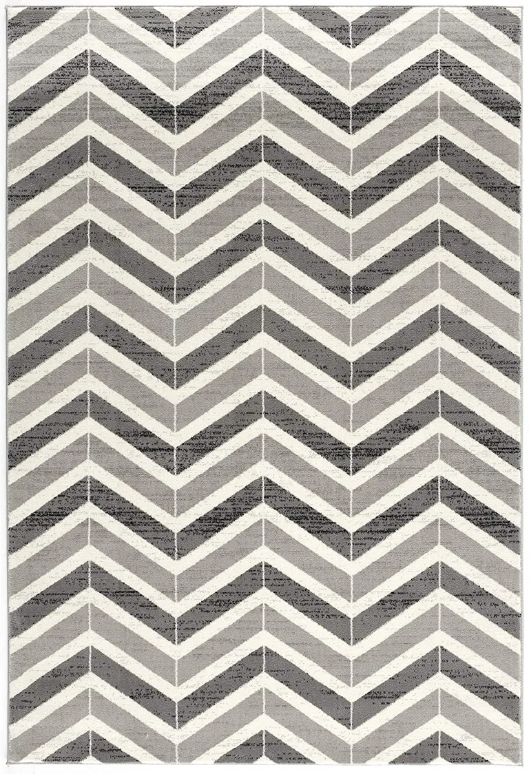 Gray Distressed Chevron Area Rug Photo 1