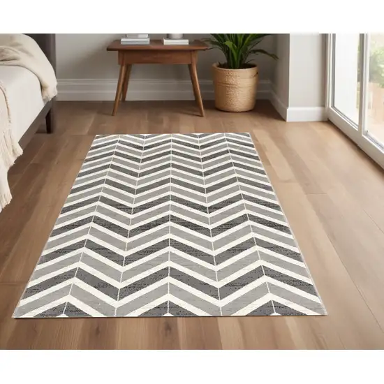 Gray Chevron Dhurrie Area Rug Photo 1