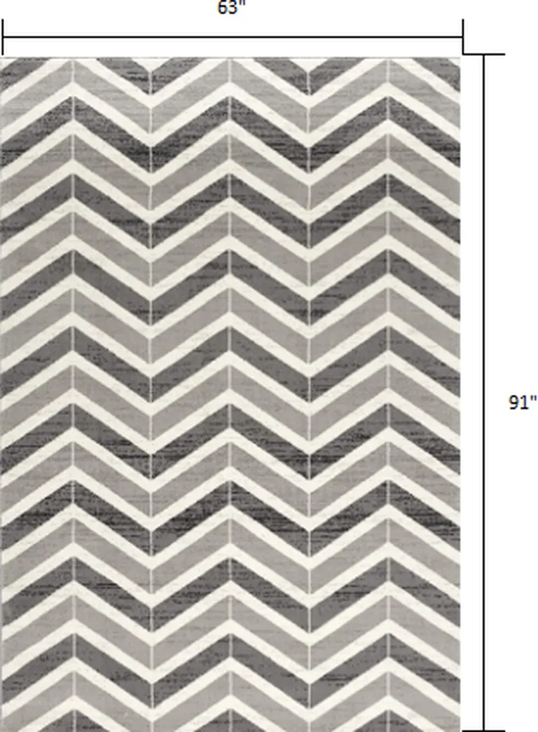 Gray Distressed Chevron Area Rug Photo 2