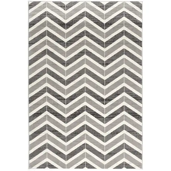 Gray Distressed Chevron Area Rug Photo 1