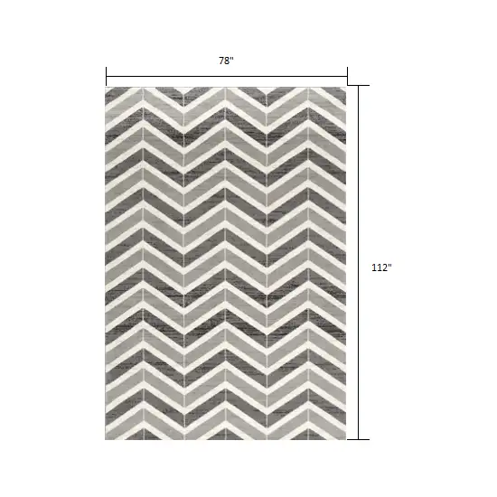 Gray Distressed Chevron Area Rug Photo 2