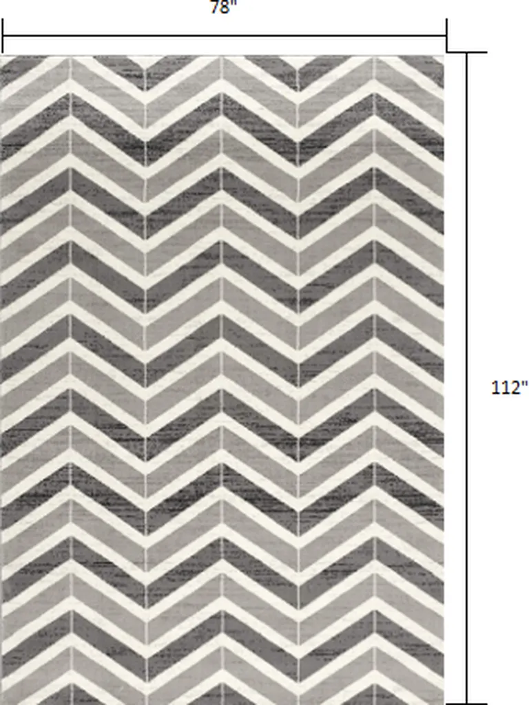 Gray Distressed Chevron Area Rug Photo 2