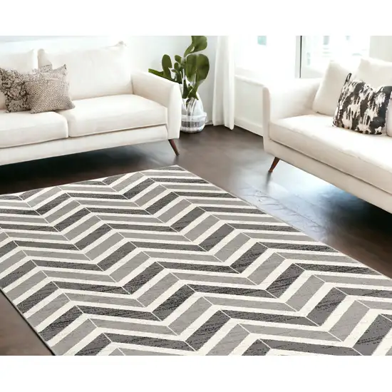 Gray Chevron Dhurrie Area Rug Photo 1