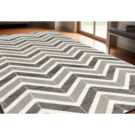 Gray Chevron Dhurrie Area Rug Photo 1