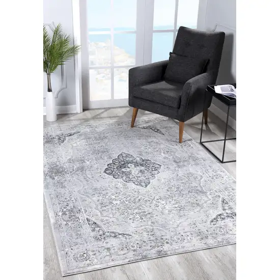 Gray Distressed Decorative Area Rug Photo 4