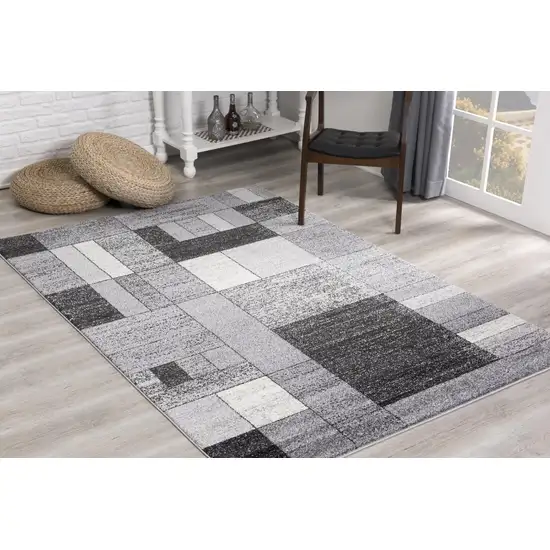 Gray Distressed Geometric Area Rug Photo 5