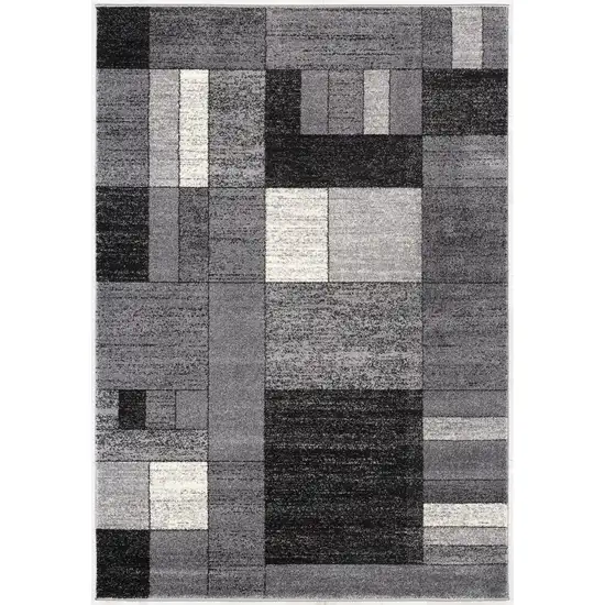 Gray Distressed Geometric Area Rug Photo 2