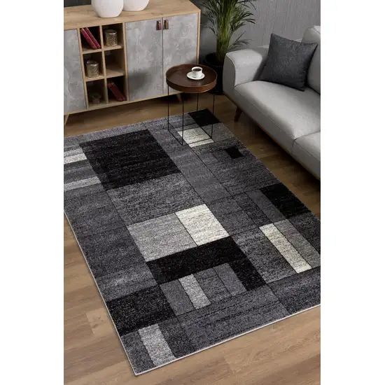 Gray Distressed Geometric Area Rug Photo 4