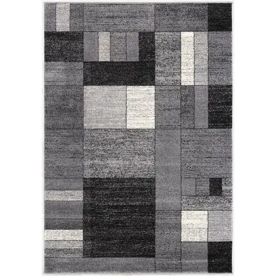 Gray Distressed Geometric Area Rug Photo 4