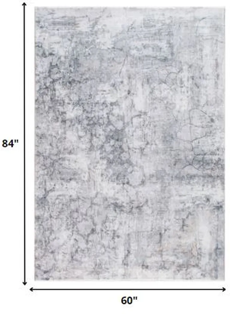 Gray Distressed Marble Area Rug Photo 5