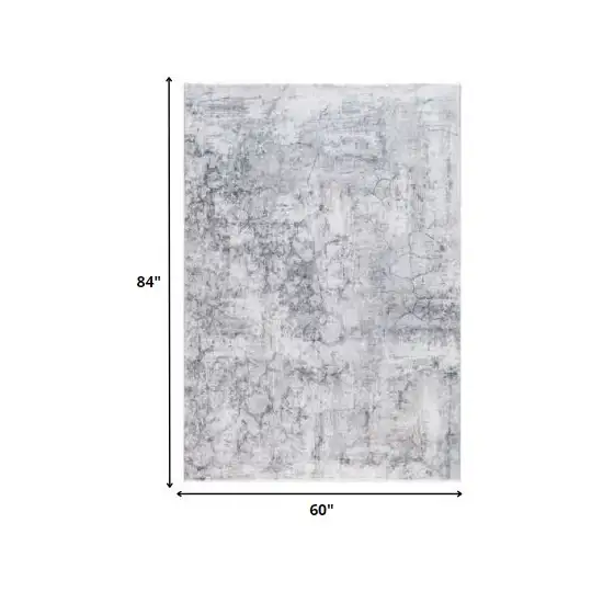 Gray Distressed Marble Area Rug Photo 5