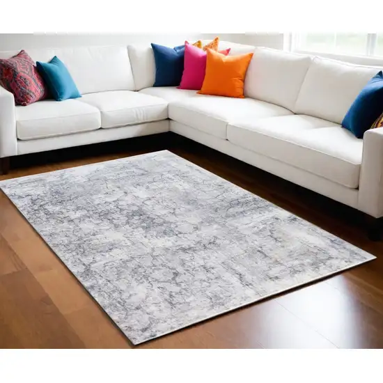 Gray Distressed Marble Area Rug Photo 1