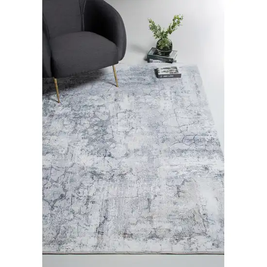 Gray Distressed Marble Area Rug Photo 7