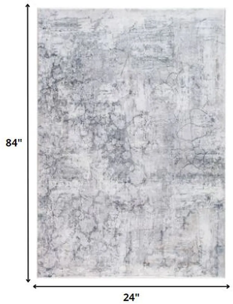 Gray Distressed Marble Runner Rug Photo 5