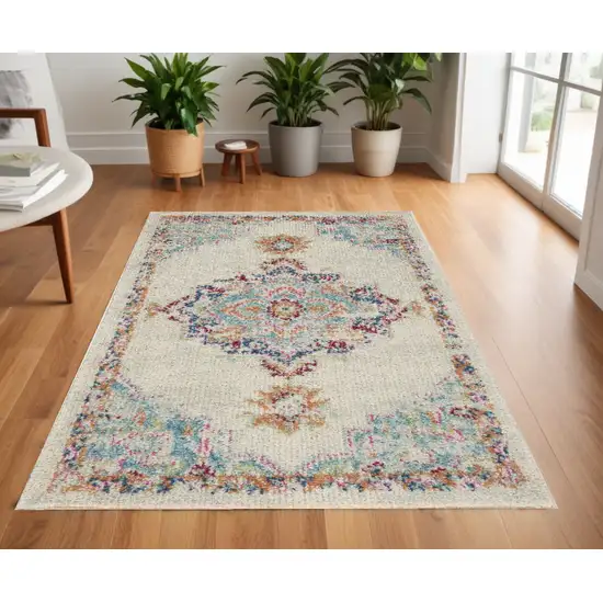 Gray And Ivory Power Loom Area Rug Photo 1