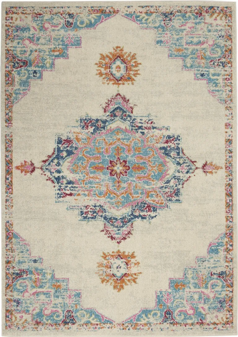 Gray Distressed Medallion Area Rug Photo 3