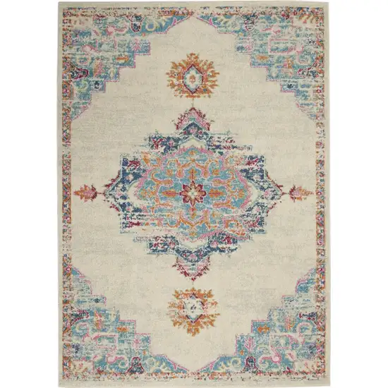 Gray Distressed Medallion Area Rug Photo 1