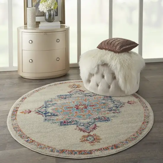 Gray Distressed Medallion Area Rug Photo 7