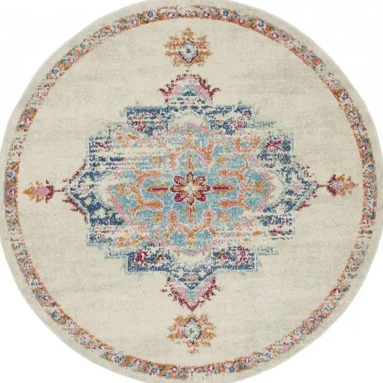 Gray Distressed Medallion Area Rug Photo 9