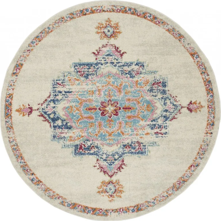 Gray Distressed Medallion Area Rug Photo 1