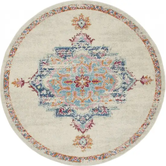 Gray Distressed Medallion Area Rug Photo 1