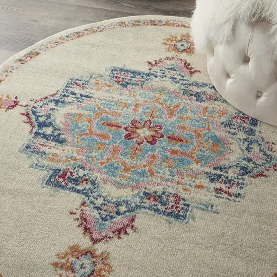 Gray Distressed Medallion Area Rug Photo 6