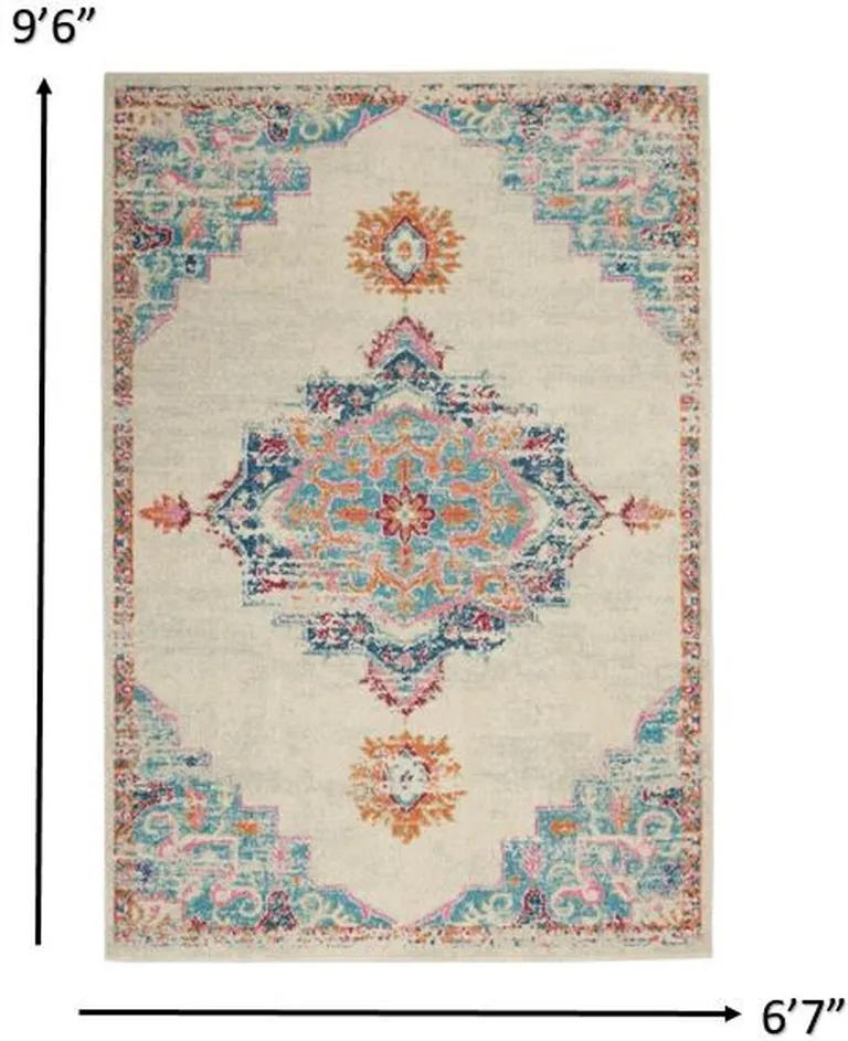 Gray Distressed Medallion Area Rug Photo 4