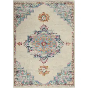 Photo of Gray Distressed Medallion Area Rug