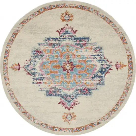 Gray Distressed Medallion Area Rug Photo 1