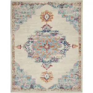 Photo of Gray Distressed Medallion Area Rug