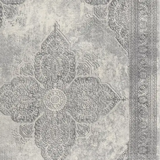 Gray Distressed Medallion Area Rug Photo 5