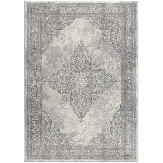 Gray Distressed Medallion Area Rug Photo 3