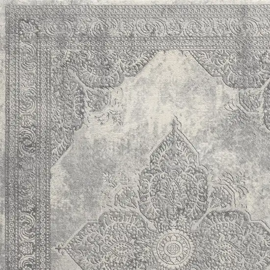 Gray Distressed Medallion Area Rug Photo 4