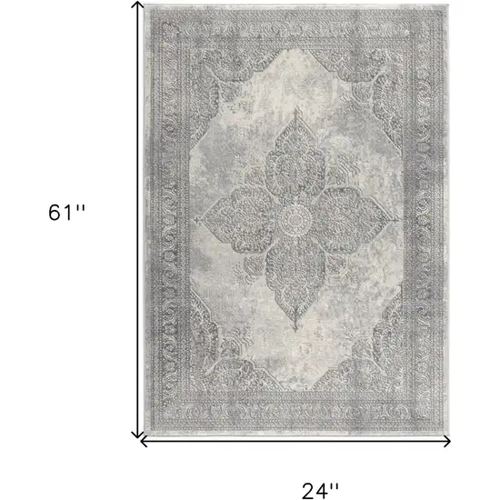 Gray Distressed Medallion Area Rug Photo 9