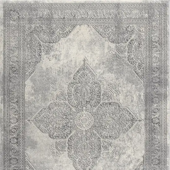 Gray Distressed Medallion Area Rug Photo 6