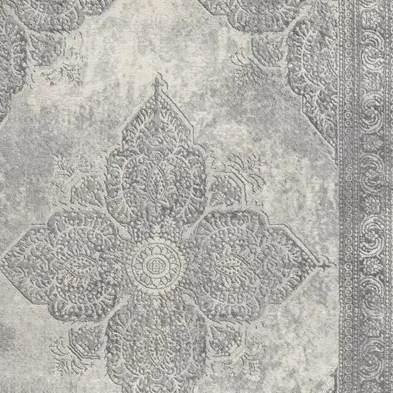 Gray Distressed Medallion Area Rug Photo 4